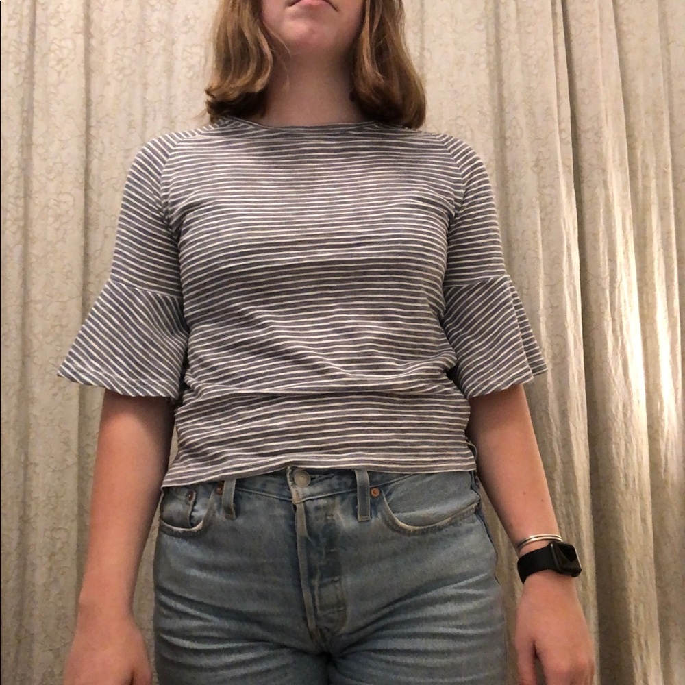 Stripped Bell Sleeve Top